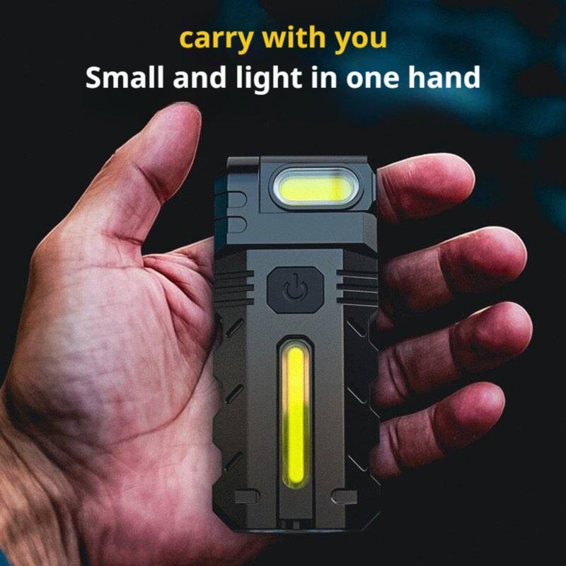 Magnetic LED Flashlight with 180° Rotating Head, Rechargeable EDC Pocket Light with White/Warm/Red COB, Type-C USB, Waterproof Work Light for Camping Car Repair Emergency - Image 3